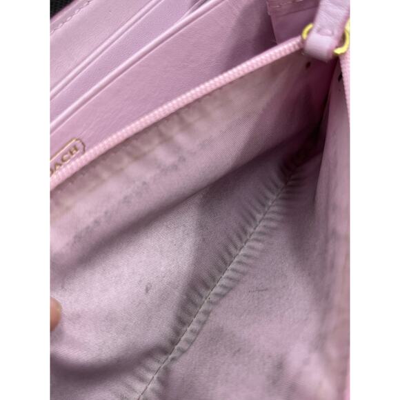 Coach Vintage Black Gold Tone Horse Carriage Patent Leather‎ Purple Lined Wallet - Picture 9 of 9